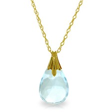 3 CTW 14K Solid gold fine Speak Softly Blue Topaz Necklace 16-24"