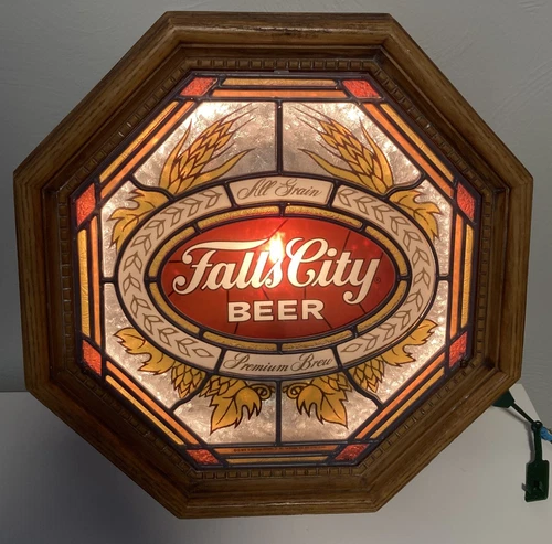 Vintage Falls City Beer Lighted Sign, Large 15.5", Great Piece Rare Good Cond