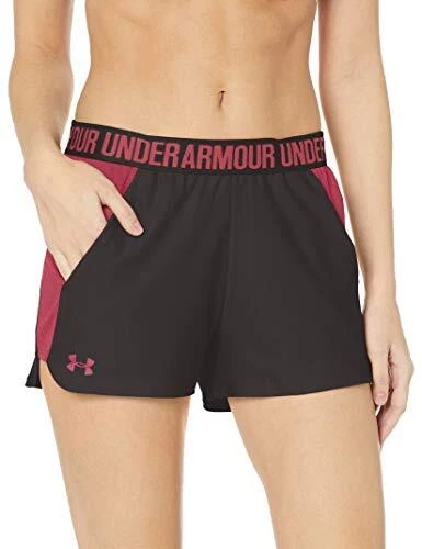 Pantalones cortos Under Armour Play Up 2.0 para mujer, gris azabache/rosa impulso, talla M Foto 4 de 4