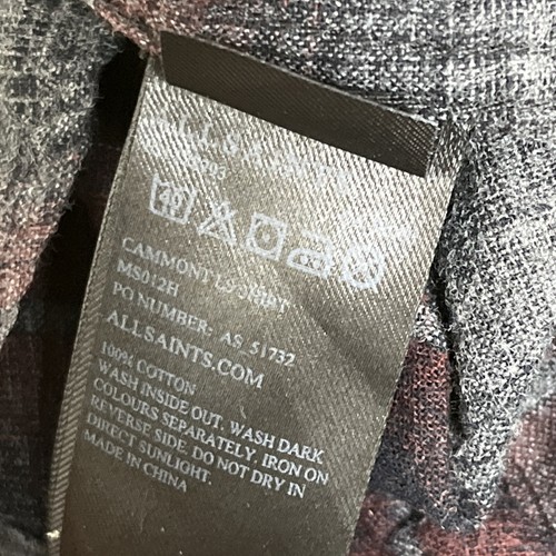 Allsaints mens shirt size small grey tartan western snap buttons cammont pockets - Picture 14 of 17