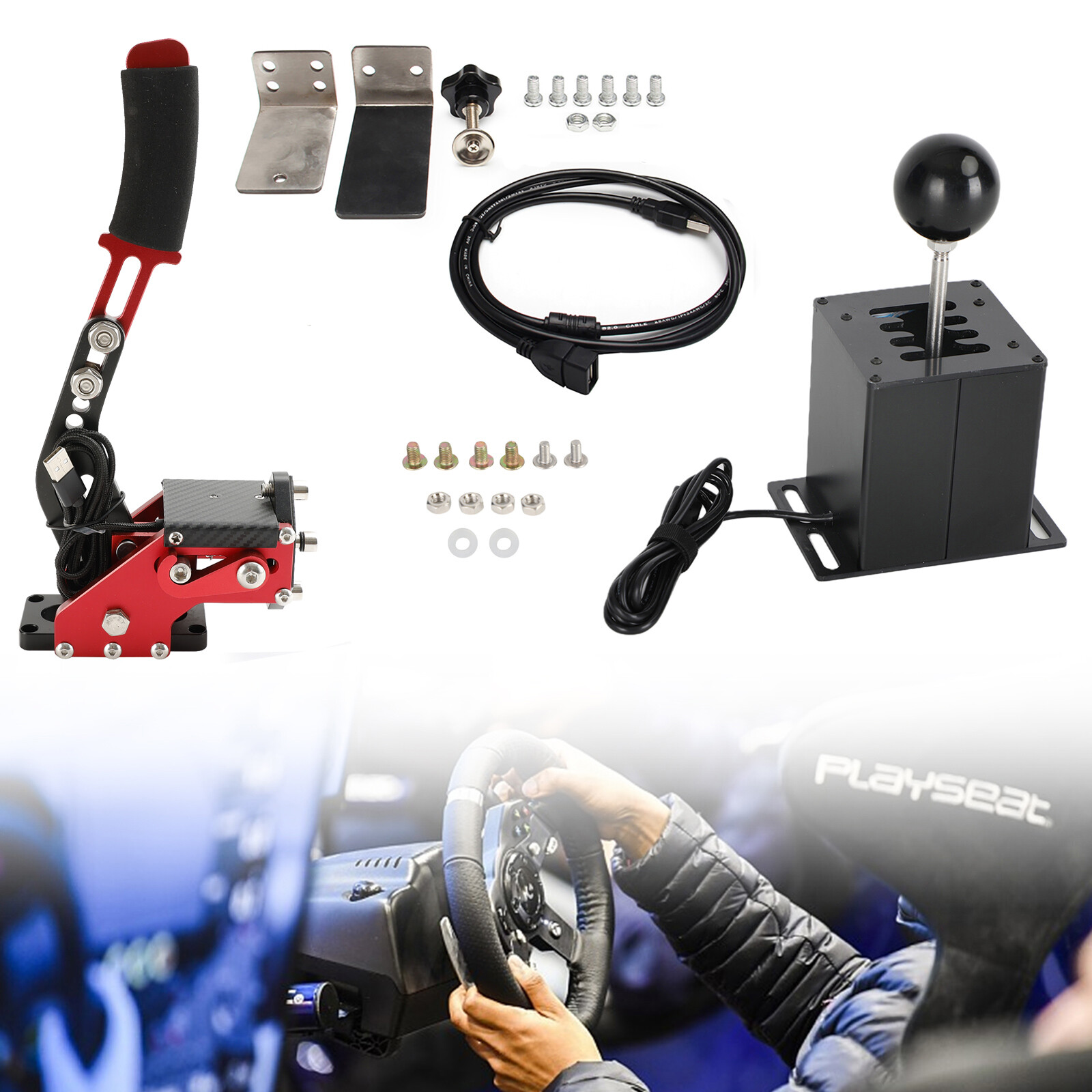 USB Handbrake & 7+R Shifter for Logitech T300RS/GT Racing Wheel