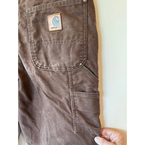 Carhartt Double Knee Carpenter Cargo Pants 100% Cotton Brown Men's Size 32x34 - Picture 7 of 15