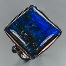 Gemstone ring 32 ct Natural Labradorite Ring 925 Sterling Silver Size 8 /R439116