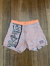 Vintage Quiksilver Neon Orange Pink Swim Trunks Shorts Mens 30 Made in USA