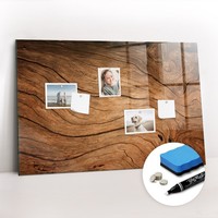 Magnetboard Glas Beschreibbar Inkl Magneten Marker Notizen Altes Holz 90X60 Cm