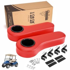 10L0L Golf Cart Rear Seat Kit Arm Rest Set with Cup Holder L- CLassic, Red
