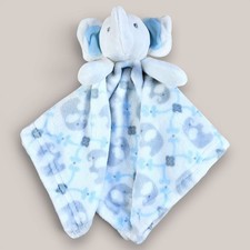 Blankets And Beyond Elephant Baby Lovey Security Blanket Plush White Blue Gray