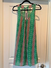 Umgee Halter Dress Womens Medium Green Southwest Cutout Back Sundress