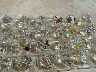 Vintage Swarovski - 16mm Round Cut Beads #346 - Crystal AB