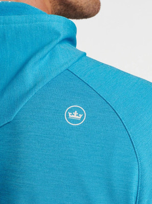Peter Millar Crown Sport Pine Performance Hoodie Pullover Jasper Blue M $140
