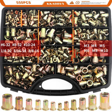 Rivet Nuts Assortment Kit, 550Pcs SAE & Metric Rivet Nut,Galvanized Carbon Steel