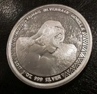 2017 Congo Silverback Gorilla Coin 1 Troy Oz .999 Fine Pure Silver Round Medal