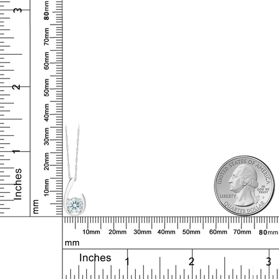 Collar colgante de circonitas de oro blanco de 10 quilates para mujer (0,84 quilates, piedras preciosas Foto 4 de 4