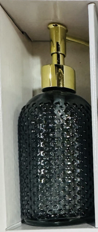 Kit de accesorios de baño de vidrio texturizado de 3 piezas (jabonera, taza y jabón/loción PU Foto 4 de 4