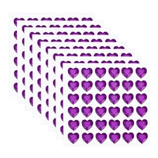 288 Pcs Heart Rhinestone 10mm Self Adhesive Gems Stickers, Dark Purple