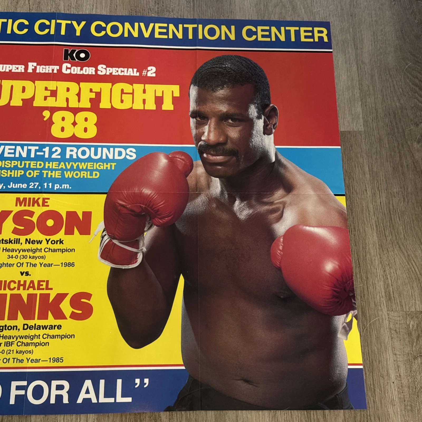 1988 KO Boxing Mike Tyson Vs Michael Spinks Super Fight Poster 32”x22” Rare HTF - 画像4/13
