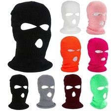 Winter 3 Hole Ski Mask Knitted Skull Balaclava Beanie Hat Men Outdoor Sports Cap