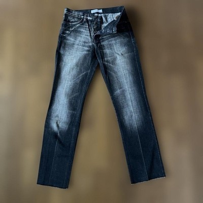 USED YVES SAINT LAURENT BLACK DENIM PANTS, SIZE 44 VERYGOOD
