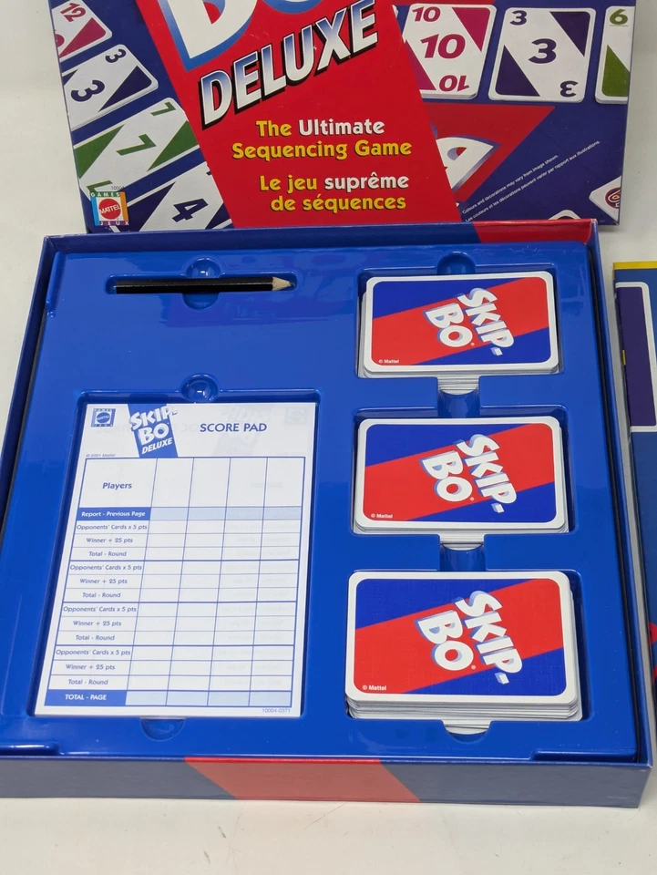 Skip-Bo Deluxe: The Ultimate Sequencing Board Game - Mattel 2001 COMPLETE - Image 2 of 4