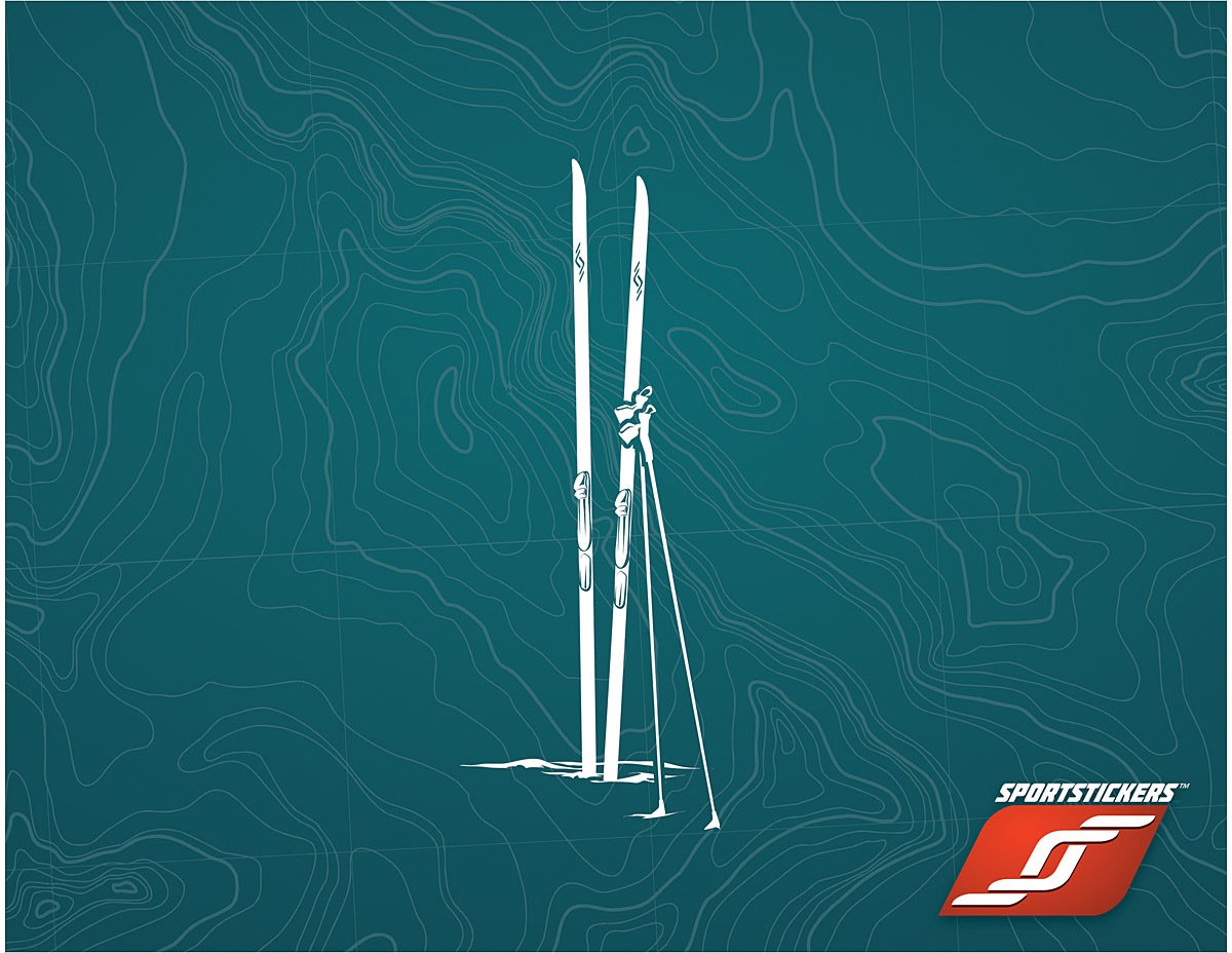 Спортивные наклейки XC Skis Белая водонепроницаемая наклейка для улицы Клей без пузырьков 2990₽