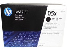 HP CE505XD CE505X 05X Dual Pack Black Toner Cartridges Damaged Open Box OEM
