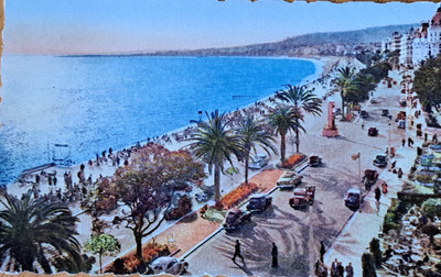 NICE, FRANCE   Promenade      Postmark U.S.S Fiske       Old Postcard   1956