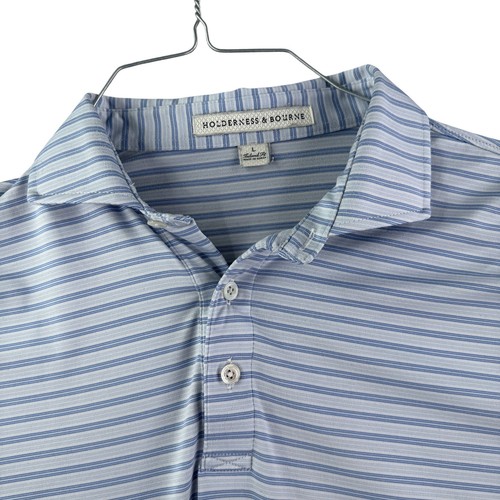 Camisa Polo Holderness & Bourne Para Hombre Grande Azul Rayas Ajuste A Medida Golf - Imagen 1 de 8