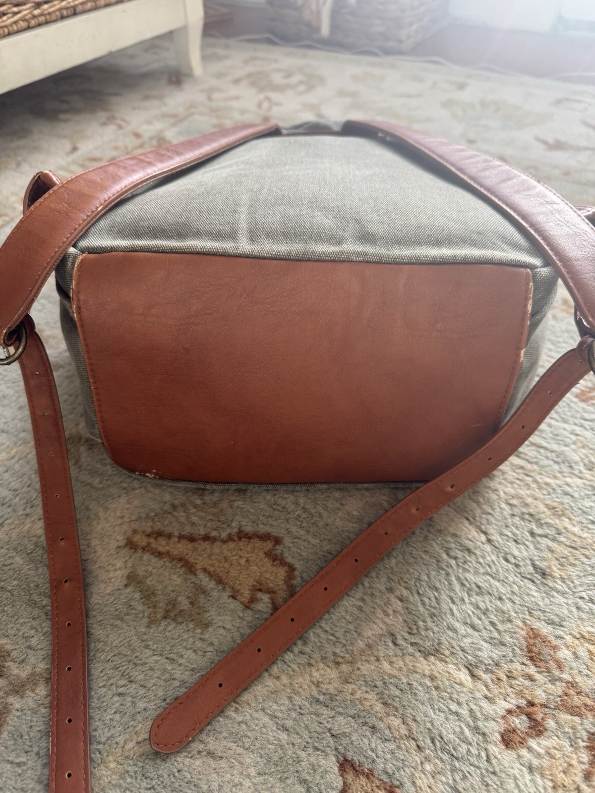 universal threads green canvas backpack with leat… - image 5