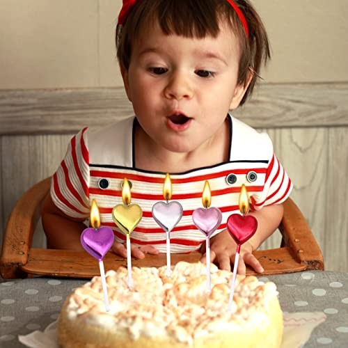 10 Cute Heart Shaped and Star Birthday Candles Multi Heart -10 Multicolor - Picture 4 of 7