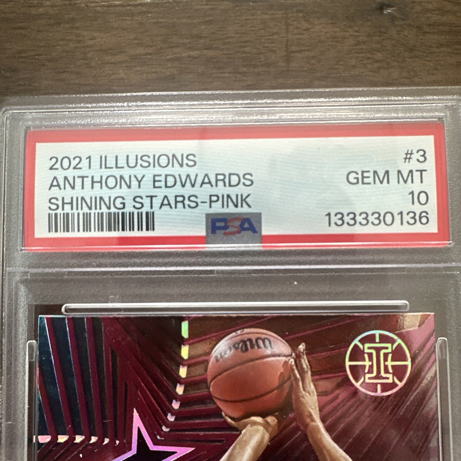 2021-22 Panini Illusions - Shining Stars Anthony Edwards #3 Pink PSA 10 view 2