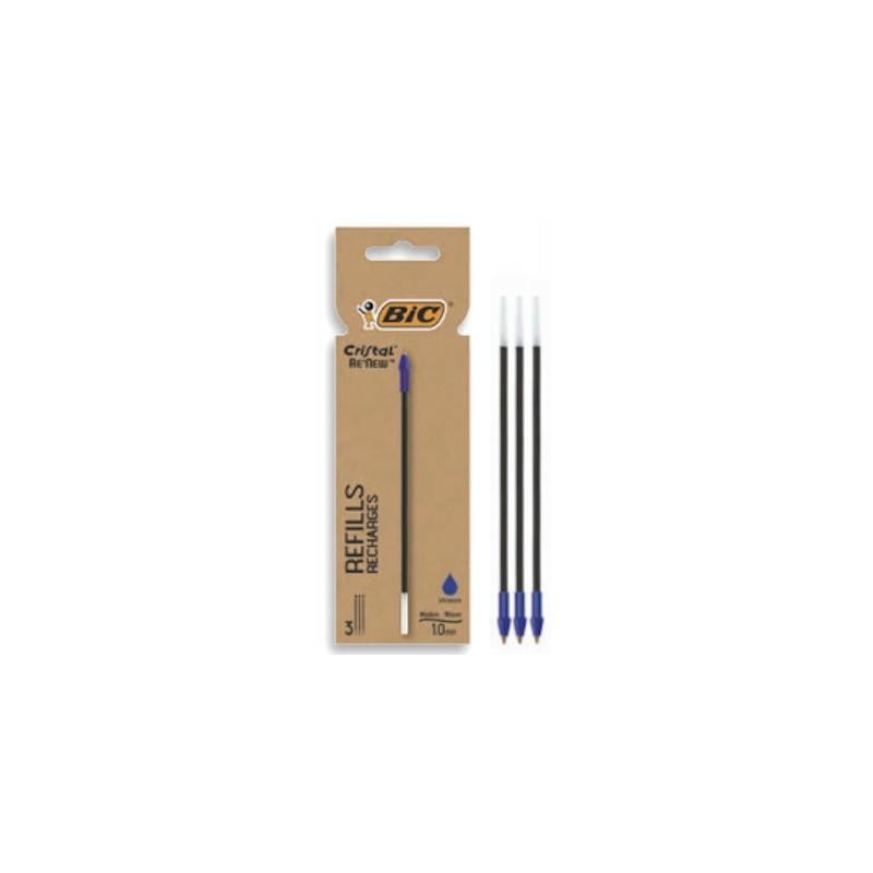 BIC Cristal Re'New refill penna a sfera blu 1.0 mm 3 pezzi