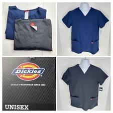 Lot Of Two 2 Dickies NWT Scrub Tops Unisex Size Medium Uniform Gray Blue