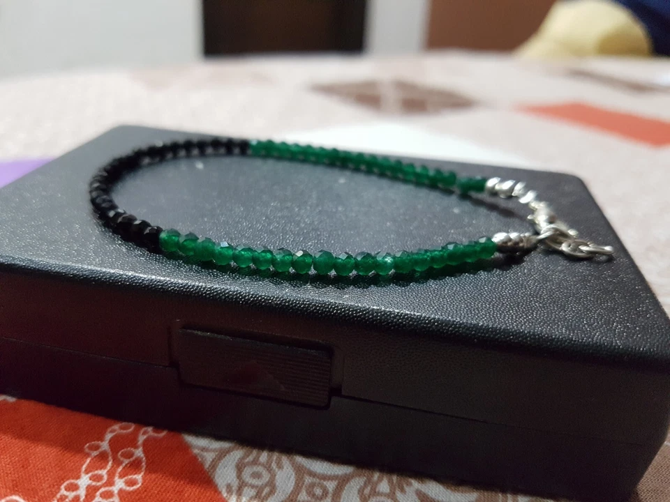 Verde ónix negro espinela piedra preciosa 925 collar de plata de ley +... - Imagen 3 de 4