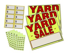 Large Yard Sale Sign Kit with AllWeather Stickers Neon Yellow, 10 Pack