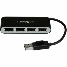 StarTech 4 Port USB Hub with Built-in Cable - 4 Port Portable USB 2.0 Hub -