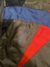 Adidas Windbreaker Jacket Mens Size L Hooded Gray Zippered Training Lightweight