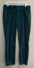 Talbots Size 12 Signature Dark Forest Green Velveteen Straight Leg Pants