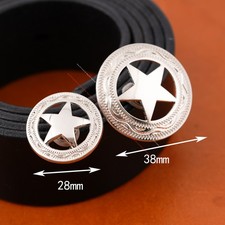 10PC Chrome Silver Western Cowboy Texas Star Hollowed Belt Saddle Tack Concho