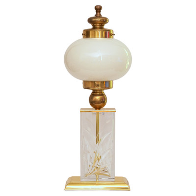 Landhaus Design Tischleuchte ''HANSE'' Messinglampe Unikat Nachtmann Kristall