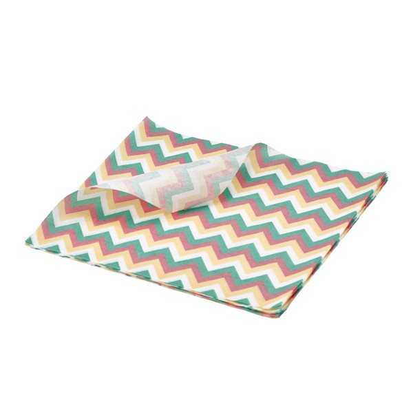 Greaseproof Paper Multicoloured Chevron Print For Wrapping Food 25 x 20cm