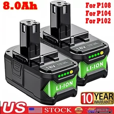 2X 8.0Ah 18 Volt For RYOBI P108 18 V One Plus High Capacity Lithium Ion Battery