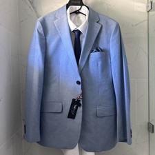 Tommy Hilfiger Men's 3-piece Suit Modern Fit Chambray Jacket Blue 42R/32W E06933