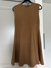 Zara Brown Knit Sleeveless A-Line Dress Round Neck Knee Length Size L