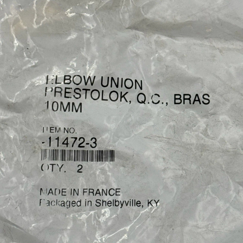 PRESTOLOK 10MM Push Connect Elbow Union Air Fitting 11472-3 Brass 2PK - Image 3 of 4