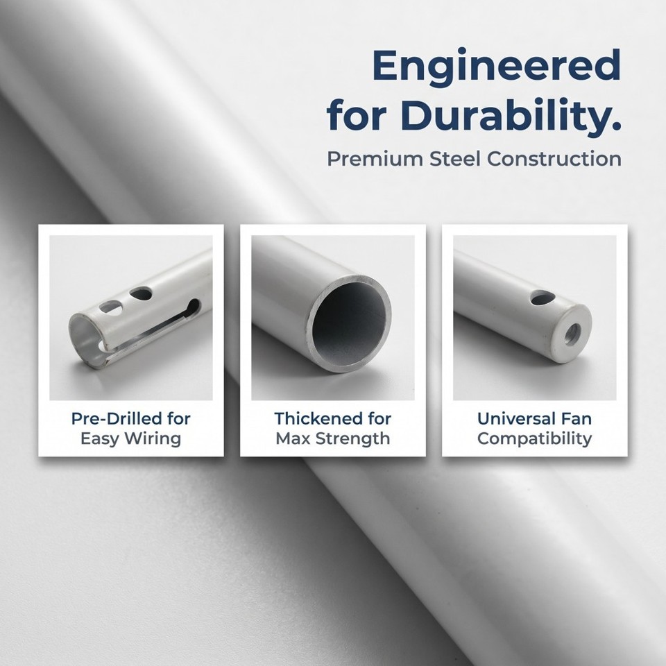 Universal White Metal Fan Downrod Extension Rod for Indoor Ceiling Fans ...