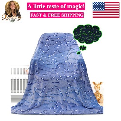 Glow in the Dark Constellation Blanket, Galaxy Space Stars Throw Blanket for ...