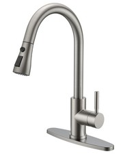 QFN Kitchen Faucet with Pull Down Sprayer Brushed Nickel, High Arc Single Han...