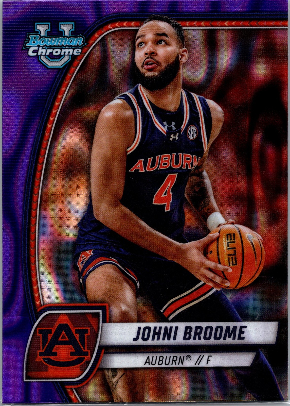 2024-25 Bowman University Chrome #98 Johni Broome Purple Lava Refractor