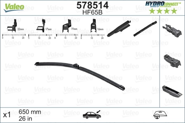 Valeo Wischblatt Scheibenwischer Hydroconnect 578514 FüR 308 Mercedes Renault CC-image