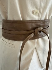 Leather Belt Women Size XS-S, Ties Up, Beige Color